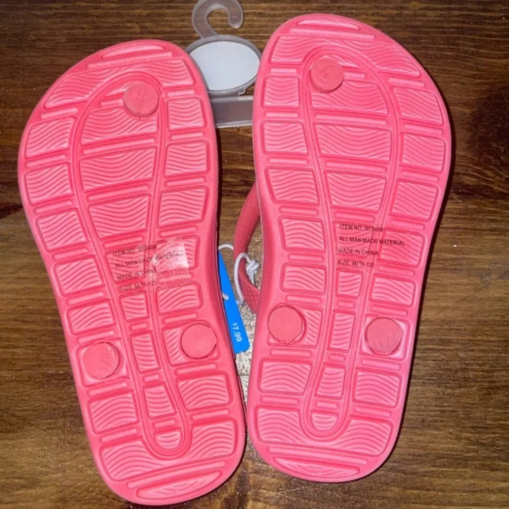 Sun & Sky floral thong sandal/flip flops Hawaiian floral pink green Medium 11-12